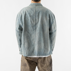 2026 Denim Jean <b>Jacket</b> High Quality Blue Oversized <b>Long</b> Denim <b>Jackets</b> Denim <b>Jacket</b> for <b>Man</b> Plus Size - Product Image 2