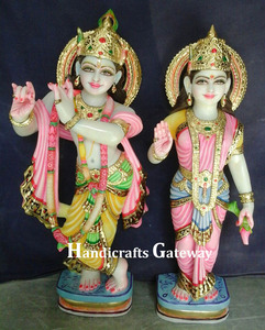 หินอ่อน Radha กฤษณะรูปปั้น - Product Image 5