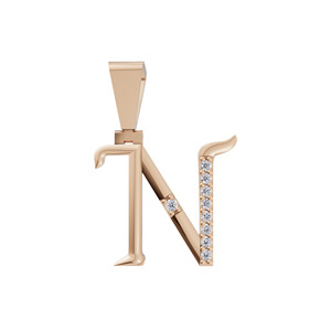 Colgante de Letra 'N' Curvo y Personalizado de Aarinya, Estilo Vintage con Diamantes de Laboratorio, Oro de 14K, Certificado IGI, Unisex - Product Image 5