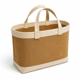Jute <b>Storage</b> <b>Basket</b> Bag Natural Cotton Canvas PP Laminated Home Laundry Organizer with Handles Custom Logo Wholesale OEM Factory - Product Image 4