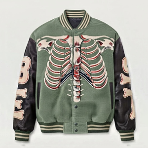 Veste de baseball en toile avec patch en chenille personnalisé, logo personnalisé, tendance, pour hommes, hiver - Product Image 1