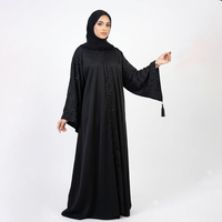 Düz Renk Siyah Yeni Gelen Mütevazı Stil Sade Doğal Çevre Dostu Yerlere Kadar Uzanan Bayan Abaya Şifon Düz Bol Uzun