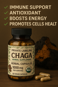 Cápsulas de hierbas orgánicas veganas Chaga Superalimento para el sistema inmunológico de los adultos Vitality Energy Cellular Health Certified - Product Image 2