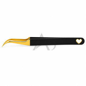 Pince à cils légèrement incurvée avec découpe en forme de cœur pour breloques, impression de logo personnalisée, en acier inoxydable - Product Image 4