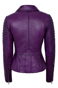 Blouson en cuir pour femme, tricoté, coupe-vent, écologique, classique, avec fermeture éclair, broderie personnalisée, couleur et taille au choix, style moto, pour l'hiver et l'automne - Product Image 5