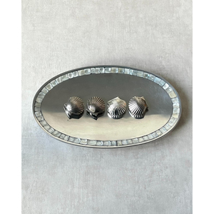 Tray Exquisite Stainless Steel Oval Shape Serving Tray With MOP Work Border For Kitchenware Hotel & Other Catering Service - Product Image 1