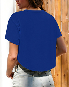 เสื้อยืดคอกลมผู้หญิง เนื้อผ้าโพลีเอสเตอร์ผสมคอตตอนอย่างดี ทอละเอียด ป้องกันแบคทีเรีย น้ำหนักเบา รับผลิตแบบ OEM - Product Image 6