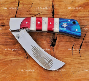 Cuchillo de Bolsillo Plegable de Grado Industrial con Bandera Americana, Hoja de Acero de Damasco, Punta Clip, OEM, de UA Supplies Professional - Product Image 5