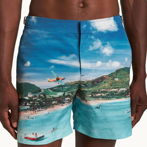 Short de bain pour homme à imprimé tropical, taille mi-haute, séchage rapide, avec poches, style décontracté, 100 % polyester, short de plage - Product Image 5