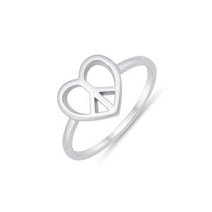 Anillo con Símbolo de Paz en Forma de Corazón, Diseño Clásico, Plata de Ley 925, Joyería Minimalista Hueca para Mujer, Precio de Fábrica al por Mayor - Product Image 5