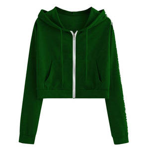 Sudadera Casual con Capucha y Cierre para Mujer, Color Sólido, Manga Larga, Tejido de Algodón Regular de 340g, Transpirable, para Otoño/Invierno - Product Image 4