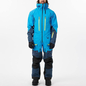 Combinaison de ski à capuche de haute qualité, bicolore, 220g polyester/nylon, fermeture éclair, design personnalisé, imperméable, respirante, très vendue - Product Image 5