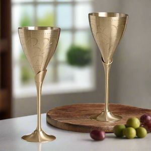 Elegant Handmade Brass Wine Glass Set Gold Finish <b>Goblets</b> Luxury Drinkware for Wedding Party Barware Gift - Product Image 4