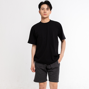 Shorts Bermuda en coton gris foncé pour homme avec bande latérale et cordon de serrage à la taille, tenue décontractée - Product Image 2