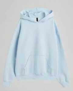 Sweat-shirt à capuche en polaire bleu clair pour homme, pull décontracté d'hiver uni avec poche, manches longues, respirant, ODM - Product Image 4