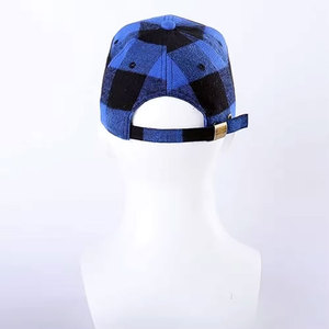Blue Plaid Baseball Cap 6-Panel Adjustable Unisex Casual Hat 100% Cotton Flannel Four Seasons Wear - Product Image 3