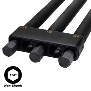 Jeu d'adaptateurs de douilles à chocs longs à tige hexagonale 1/4" Cr-V, 3 pièces, avec étui rigide - Product Image 5