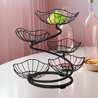 Corbeille à fruits moderne et durable à 5 niveaux, en fil métallique noir, gain de place, pour la maison, le jardin, la cuisine, la salle à manger, le bar
