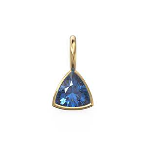 Colgante de Oro Sólido Amarillo de 14k con Zafiro Azul de 5mm, Engaste para Joyería / Piedra de Nacimiento de Septiembre / Gema Azul con Corte Trillón - Product Image 1