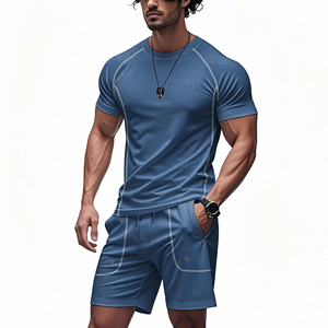 Good Quality Streetwear Summer Men's Quick Dry Short Tracksuits High Elasticity Training Sports Short Sleeve T <b>Shirt</b> Shorts Sets - Product Image 3
