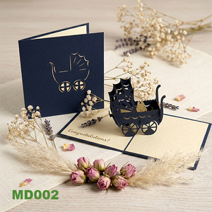 Custom <b>Handmade</b> 3D Pop-up Greeting Cards High Quality Gloss Varnishing Kraft <b>Paper</b> Offset UV Printing Model, Baby Cariage. - Product Image 4