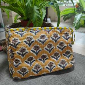 Ensemble de 3 trousses de maquillage vintage personnalisables en coton matelassé, imprimé indien écologique, avec fermeture éclair, résistantes à l'eau et grande capacité - Product Image 6