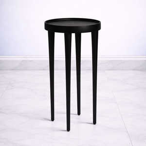 Table de bar ronde minimaliste, design fin à quatre pieds, plateau surélevé, empreinte compacte, construction durable, idéale pour les espaces de vie modernes - Product Image 1