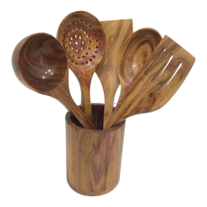 ชุดช้อนไม้รักษ์โลก อุปกรณ์ครัวสำหรับทำอาหาร ทานอาหาร แคมป์ปิ้ง ทนทาน ทำจากไม้ธรรมชาติ เครื่องครัวแฟชั่น งานฝีมือ TFC - Product Image 2