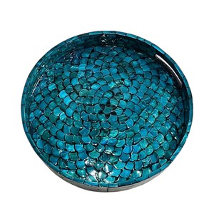 Plateau de service de luxe en nacre, fait main, incrusté de coquillages, plateau décoratif pour la maison, l'hôtel, le restaurant, pour le service et les cadeaux - Product Image 1