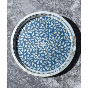 Plateau de service rectangulaire Aurora en bois fait main avec incrustations de perles, décoration de table de luxe irisée, écologique et en stock - Product Image 3