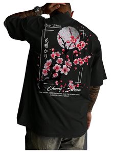 Oversized T-Shirt Short Sleeve O-Neck OEM Bulk Floral Graphic T-Shirts High Definition <b>Back</b> Printing <b>Drop</b>-Ship Men Summer Top - Product Image 2