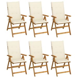 Ensemble de 6 chaises de jardin marron crème - Product Image 1