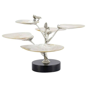 Support à gâteau en métal à deux niveaux, best-seller, avec motif oiseau et branche, fait main, plateau de service multi-étages pour une décoration élégante de la maison - Product Image 2