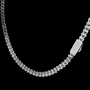 <b>Iced</b> <b>Out</b> VVS Moissanite 6mm Cuban <b>Chain</b> 925 Sterling Silver Rhodium Plated V-Link Trendy Unisex Necklace - Product Image 3