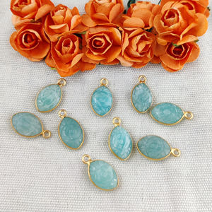 Colgante de Plata de Ley 925 con Gema Natural Ojo Turco - Charm Marquise de 8x12MM con Baño de Oro para Fabricación de Joyas - Product Image 2