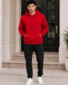 Nuevas Sudaderas con Capucha de Cuello en V para Hombre, Modernas, 100% Algodón, Impermeables, Forro Polar, Color Liso, Casuales de Invierno, con Bolsillos, Corte Regular, Ecológicas, Teñidas - Product Image 5