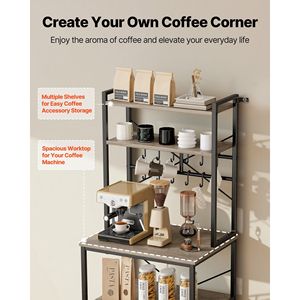 23.6-Inch <b>Kitchen</b> Bakers Rack with X-Shaped Support Bar & 12 S-Shaped Hooks Double-Layer Top <b>Kitchen</b> <b>Storage</b> Stand - Product Image 4