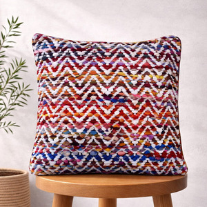 Weave Pattern Cotton Boho Designer Pillow <b>Covers</b> 20X20 for Living Room <b>Sofa</b> Multi Color Handwoven Wool Rectangle Boho Pillowslip - Product Image 1