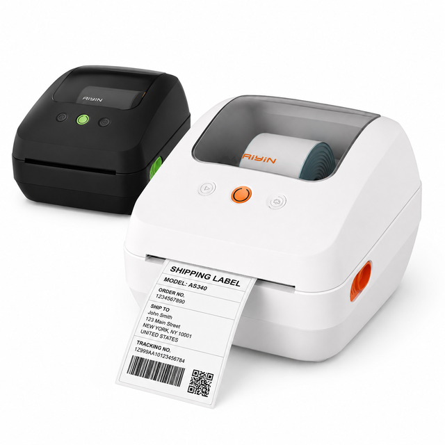 AS340 4 Inch 300DPI Bluetooth WiFi USB Thermal Shipping Label Printer Desktop Barcode Printer for E-commerce Logistics