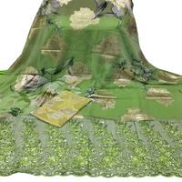 Robe élégante en tissu chiffon somalien Fransawi gris pour filles - Jacquard tissé léger à motif floral en coton-polyester