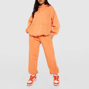 Conjunto de Sudadera con Capucha y Pantalones Deportivos para Mujer, con Logotipo Personalizado, 2 Piezas, 100% Algodón, Sudadera con Capucha y Pantalones Deportivos Acampanados - Product Image 4