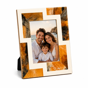 Modern Wood Photo <b>Frame</b> Rectangular <b>Black</b> White Diagonal Stripe Design Tabletop Vertical Display - Product Image 2