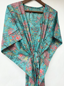 Vestido Kaftan Casual de Verano sin Mangas con Estampado Floral Tropical Digital, de Algodón, para Mujer, Islas del Pacífico Asiático - Product Image 2