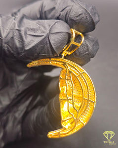 Colgante de Calavera con Luna Creciente Estilo Hip Hop, Chapado en Oro, con Diamantes VVS Cultivados en Laboratorio, en Plata de Ley 925, para Hombre - Product Image 3