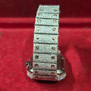 Montre Hip Hop VVS Moissanite Couleurs Arc-en-ciel Sport Luxe Iced MF Jewels Unisexe Acier Inoxydable Or Jaune Iced - Product Image 1