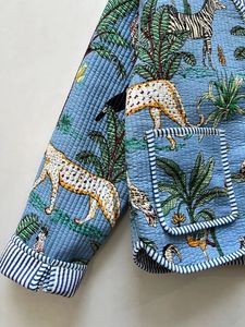 Block Printed Quilted Eco-Friendly Reversible Winter Bomber <b>Jacket</b> Floral Print Handmade Cotton Coat - Product Image 4