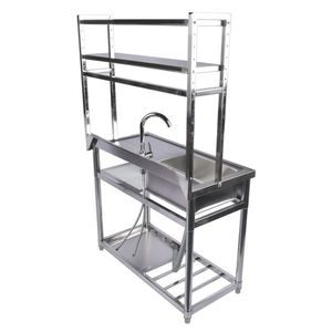 Lavello Commerciale in Acciaio Inox da 39,4 Pollici con Vasca Singola, Set con Ripiani e Scarico per Garage e Cucine - Product Image 3