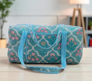 Jaipur Cotton Quilted Weekender Travel Duffle <b>Bag</b>-Large Capacity Durable & Lightweight - Product Image 1