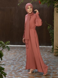 Womens Modest Daily Wear Royal Nida Full Covered Maxi Prayer Wear Saudi Hijab Niqab Front Open <b>Elastic</b> Sleeves Handmade Ramadan - Product Image 6