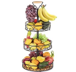 Cesta de Almacenamiento de Frutas y Aperitivos de Tres Niveles Simple Houseware, Organizador de Verduras para Encimera, Exhibidor de Almacenamiento Negro - Product Image 6